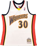 WARRIORS STEPHEN CURRY AUTOGRAPHED M&N 2009-10 ROOKIE YEAR JERSEY L JSA 235499