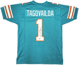 MIAMI DOLPHINS TUA TAGOVAILOA AUTOGRAPHED TEAL JERSEY BECKETT BAS QR 227791