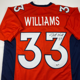 Autographed/Signed Javonte Williams Denver Orange Football Jersey Beckett COA