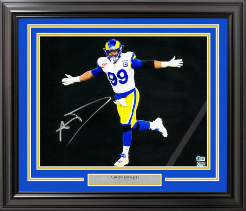 AARON DONALD AUTOGRAPHED FRAMED 16X20 PHOTO RAMS SPOTLIGHT BECKETT 230192