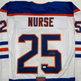 Autographed/Signed Darnell Nurse Edmonton White Hockey Jersey JSA COA