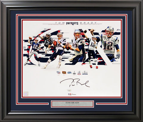 TOM BRADY AUTOGRAPHED FRAMED 16X20 PHOTO PATRIOTS SB FANATICS 206954