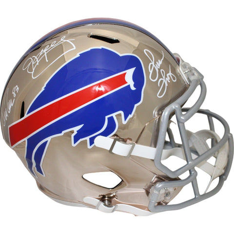 Jim Kelly Thurman Thomas Andre Reed Signed Buffalo Bills Chrome Helmet JSA 28290