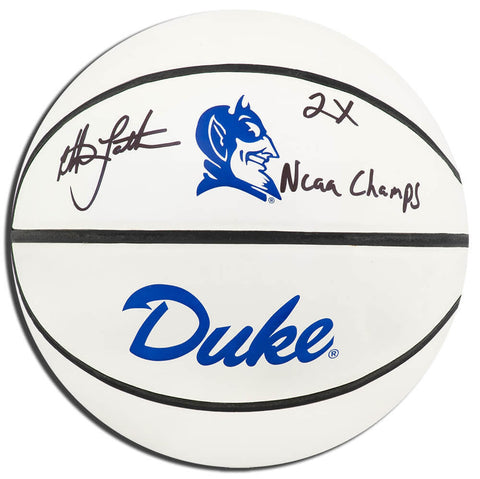 Christian Laettner Signed Duke Rawlings Logo Basketball w/2x NCAA Champs -SS COA