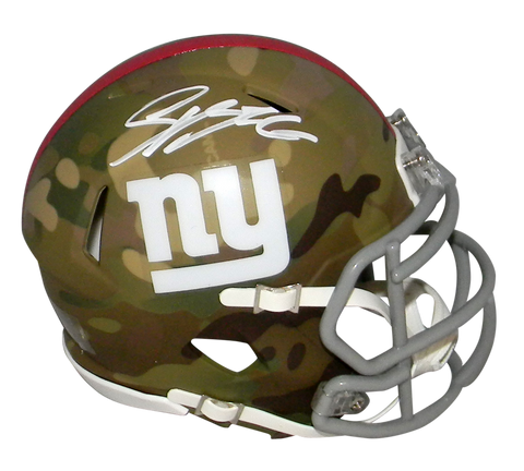 SAQUON BARKLEY SIGNED NEW YORK GIANTS CAMO SPEED MINI HELMET BECKETT