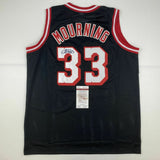 Autographed/Signed ALONZO MOURNING Miami Black Basketball Jersey JSA COA Auto