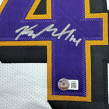 Framed Autographed/Signed Kyle Hamilton 35x39 Baltimore White Jersey BAS COA