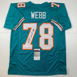 Autographed/Signed Richmond Webb Miami Teal Football Jersey JSA COA