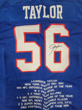 LAWRENCE TAYLOR AUTOGRAPHED SIGNED PRO STYLE XL STAT JERSEY w/ JSA STICKER ONLY