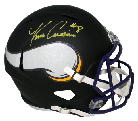 KIRK COUSINS SIGNED MINNESOTA VIKINGS FLAT BLACK FULL SIZE SPEED HELMET BECKETT