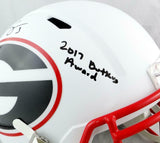 Roquan Smith Signed Georgia Bulldogs F/S AMP Speed Helmet w/Insc - Beckett Auth