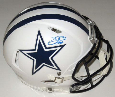 Emmitt Smith Autographed Dallas Cowboys Flat White Authentic Helmet Beckett