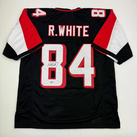 Autographed/Signed Roddy White Atlanta Black Football Jersey Beckett BAS COA