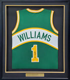 SEATTLE SUPERSONICS GUS WILLIAMS AUTOGRAPHED FRAMED GREEN JERSEY MCS HOLO 200420