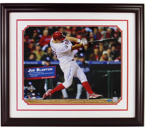 Joe Blanton Signed Philadelphia Phillies Framed 16x20 1st Career Home Run Photo