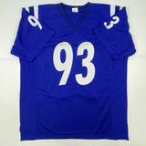 Autographed/Signed DWIGHT FREENEY Indianapolis Blue Football Jersey JSA COA Auto