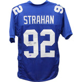 Michael Strahan Autographed/Signed Pro Style XL Blue Jersey BAS 30401