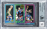 Bird, Erving & Magic Signed 1996 Topps Finest Reprints #22 Card Auto 10 BAS Slab