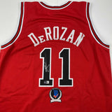 Autographed/Signed DeMar DeRozan Chicago Red Basketball Jersey Beckett BAS COA