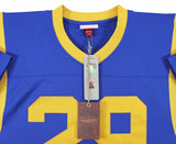 Rams Eric Dickerson "Career Stat" Signed Blue Mitchell & Ness Jersey BAS Witness