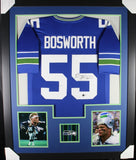 BRIAN BOSWORTH (Seahawks blue TOWER) Signed Autographed Framed Jersey Beckett