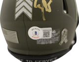 Deion Sanders Autographed Dallas Cowboys Salute Mini Helmet Beckett 38799