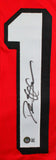 Deion Sanders Autographed Red Pro Style Stat Jersey- Beckett W *Black *1