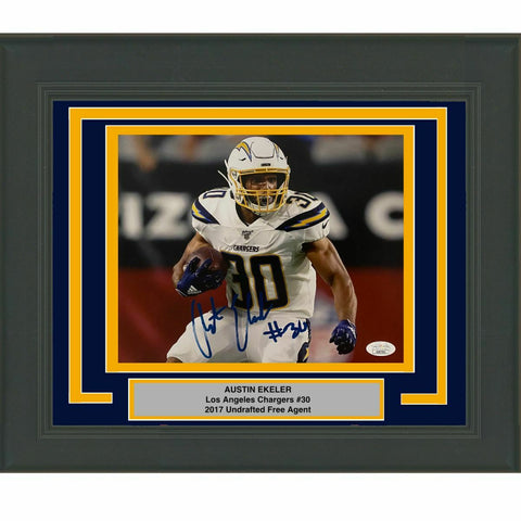 FRAMED Autographed/Signed AUSTIN EKELER Los Angeles Chargers 8x10 Photo JSA COA