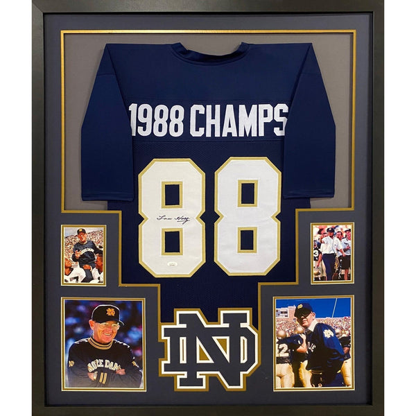 Lou Holtz Autographed Signed Framed Notre Dame Jersey JSA