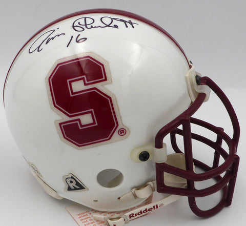 Jim Plunkett Autographed Signed White Mini Helmet Stanford Fanatics Holo B802414