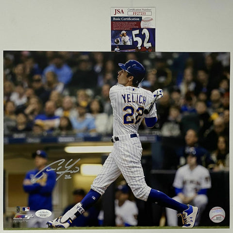 Autographed/Signed CHRISTIAN YELICH Milwaukee Brewers 11x14 Photo JSA COA Auto