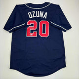 Autographed/Signed Marcell Ozuna Atlanta Blue Baseball Jersey Beckett BAS COA