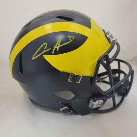 AIDAN HUTCHINSON SIGNED MICHIGAN WOLVERINES F/S SPEED REPLICA HELMET BECKETT QR