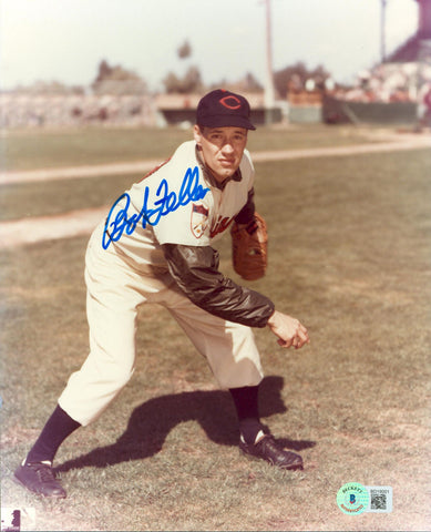 Indians Bob Feller Authentic Signed 8x10 Photo Autographed BAS #BD19001