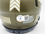 DJ MOORE AUTOGRAPHED BEARS GREEN SALUTE TO SERVICE MINI HELMET BECKETT 232859