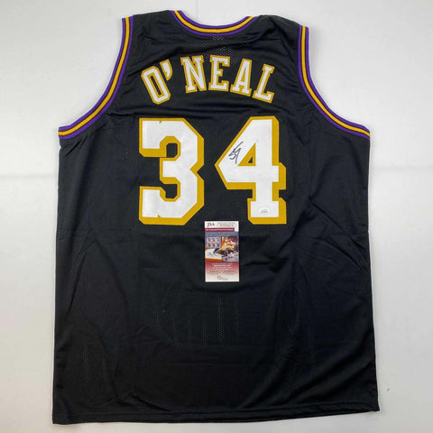 Autographed/Signed Shaquille Shaq O'Neal Los Angeles LA Black Jersey JSA COA