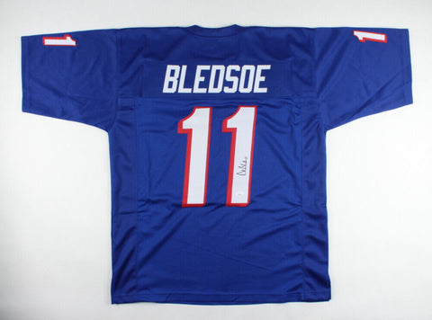 Drew Bledsoe Signed New England Jersey (Beckett) Patriots Super Bowl XXXVI Q B