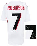 Bijan Robinson Signed White Custom Football Jersey w/Dirty Bird - (BECKETT COA)