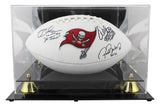 Bucs (3) Sapp, Barber & Alstott Signed White Panel Logo Football W/ Case BAS Wit