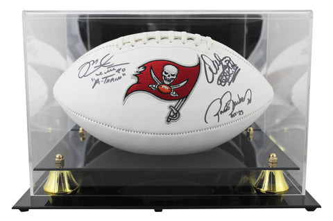 Bucs (3) Sapp, Barber & Alstott Signed White Panel Logo Football W/ Case BAS Wit