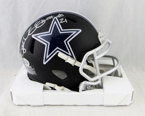 Ezekiel Elliott Autographed Cowboys Flat Black Mini Helmet- Beckett Auth *Silver