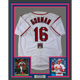 Framed Autographed/Signed Nolan Gorman 33x42 St. Louis White Jersey JSA COA