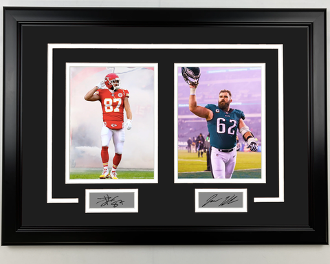 Framed Travis Kelce & Jason Kelce Facsimile Engraved Signatures 17x23 Photo