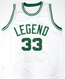 Larry Bird Autographed White Pro Style STAT Jersey-Beckett W Hologram *Silver