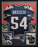 FRAMED NEW ENGLAND PATRIOTS TEDY BRUSCHI AUTOGRAPHED SIGNED JERSEY JSA COA