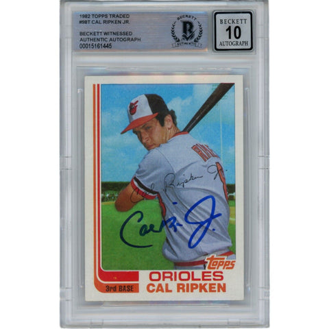 Cal Ripken Jr Autographed 1982 Topps Traded 98T Grade 10 Auto Card Beckett 47706