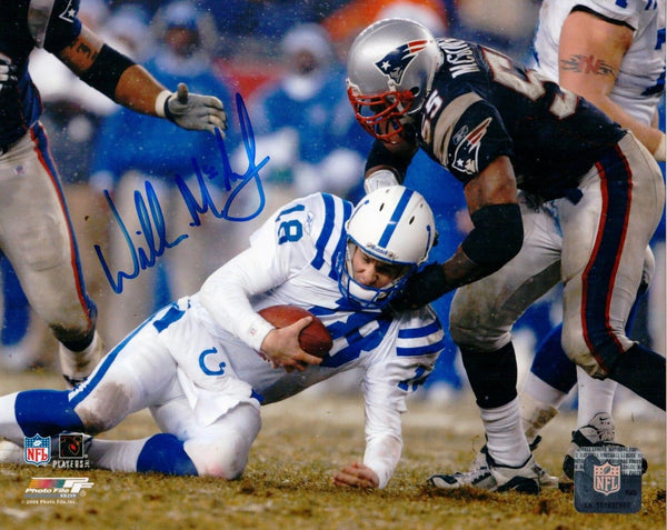 Willie McGinest New England Patriots Signed Sack Peyton Manning 8x10 Pats Alumni