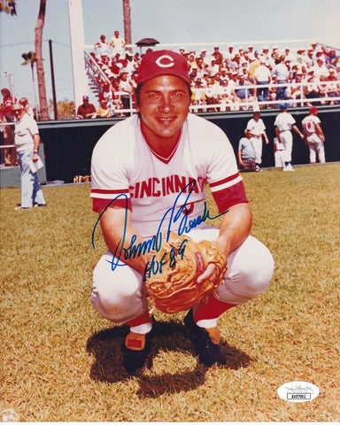 Johnny Bench Signed Cincinnati Reds 8x10 Photo (JSA COA) 2xN.L. MVP 1970 & 1972