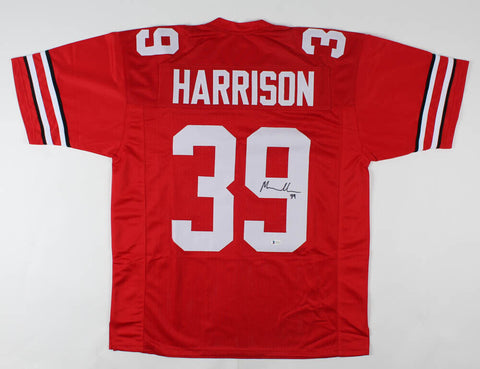 Malik Harrison Signed Ohio State Buckeyes Red Jersey (Beckett) Ravens Linebacker