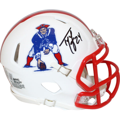 Ty Law Autographed/Signed New England Patriots TB Mini Helmet Beckett 48124